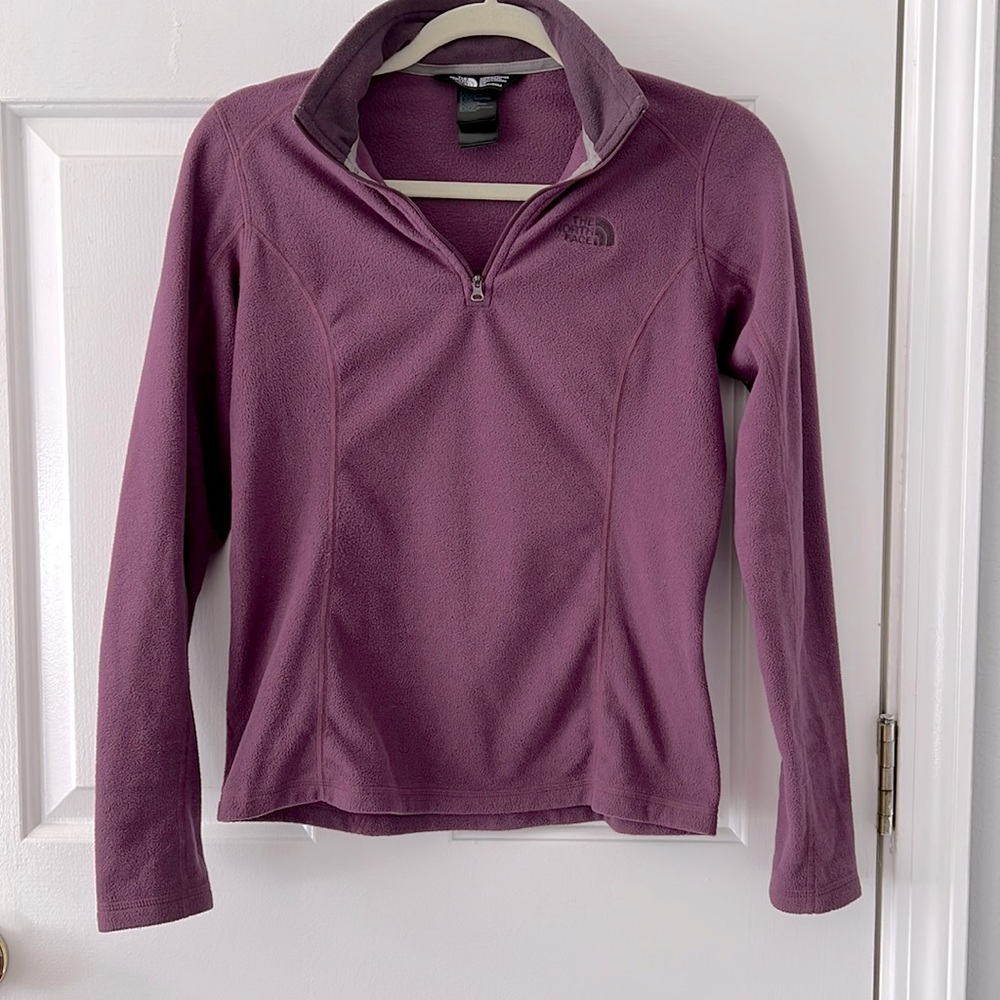 Purple North Face Half-Zip Jacket.